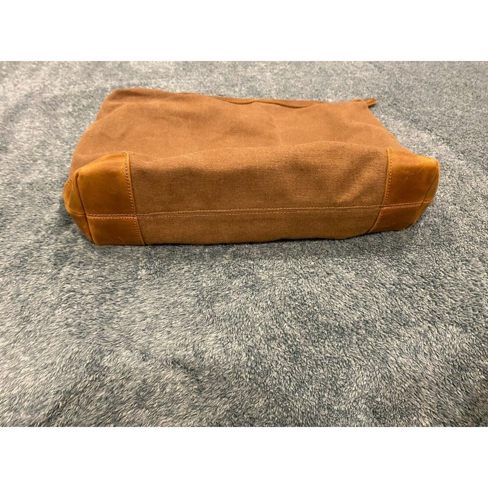 S-ZONE Canvas/Cowhide Leather Organizer Large Toiletry Travel Pouch Clutch Purse - Picture 8 of 9